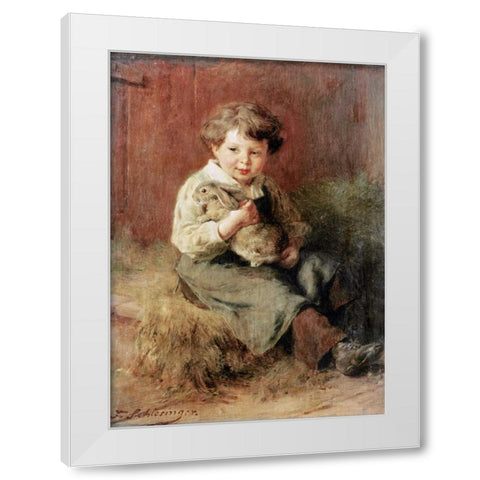The Pet Rabbit White Modern Wood Framed Art Print by Schlesinger, Felix