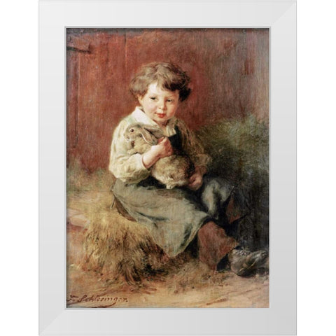 The Pet Rabbit White Modern Wood Framed Art Print by Schlesinger, Felix