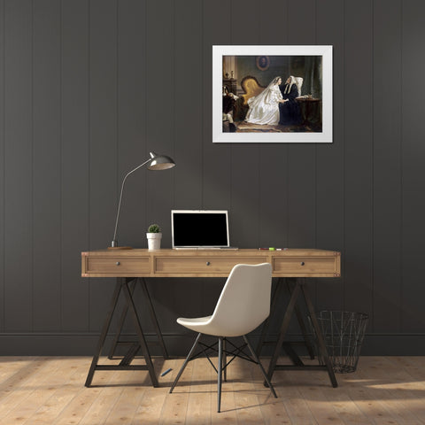Some Good Advice White Modern Wood Framed Art Print by Scholten, Hendrik Jacobus