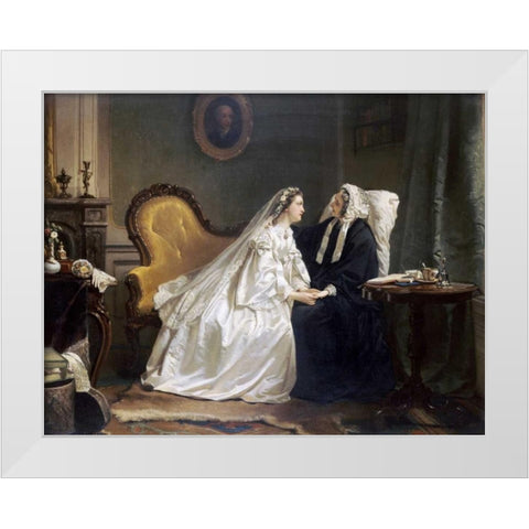 Some Good Advice White Modern Wood Framed Art Print by Scholten, Hendrik Jacobus