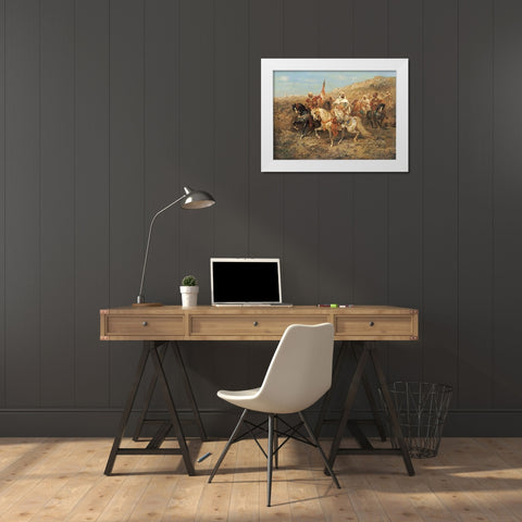 A Regal Procession White Modern Wood Framed Art Print by SMuseumeyer, Adolph