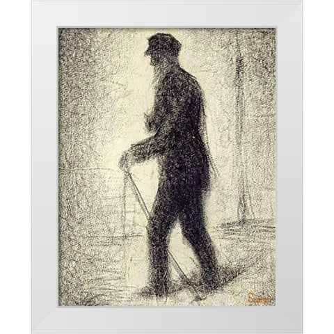 Walking White Modern Wood Framed Art Print by Seurat, Georges