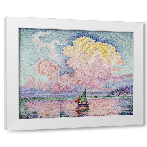 Pink Clouds, Antibes White Modern Wood Framed Art Print by Signac, Paul
