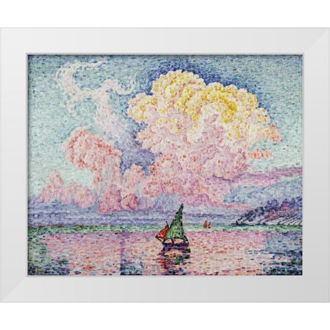 Pink Clouds, Antibes White Modern Wood Framed Art Print by Signac, Paul