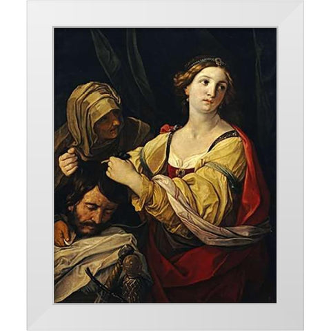 Judith With The Head of Holofernes White Modern Wood Framed Art Print by Sirani, Elisabetta