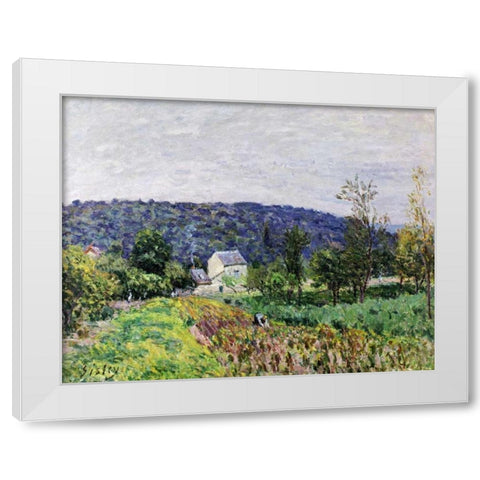 Hills Surrounding Paris White Modern Wood Framed Art Print by Sisley, Alfred