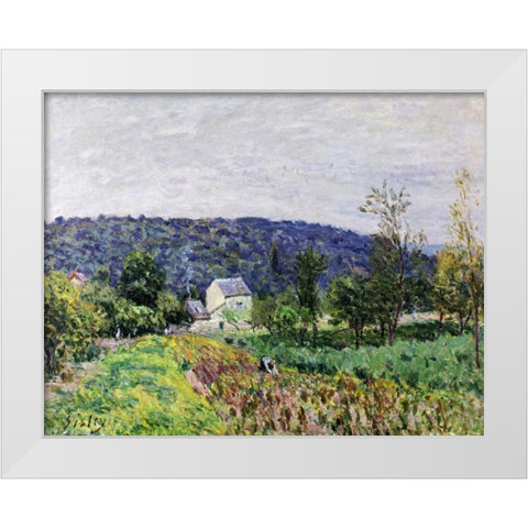 Hills Surrounding Paris White Modern Wood Framed Art Print by Sisley, Alfred