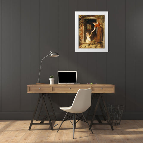 Gathering The Grapes White Modern Wood Framed Art Print by Smith, George