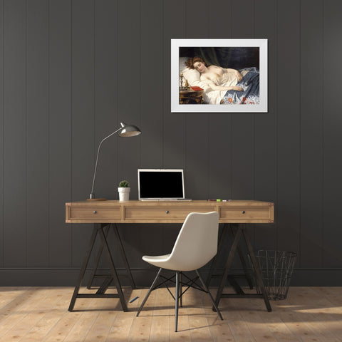 Imogen From Shakespeares Cymbeline White Modern Wood Framed Art Print by Souchon, Wilhelm Ferdinand