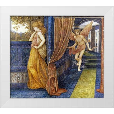 Cupid and Psyche White Modern Wood Framed Art Print by Stanhope, John Roddam Spencer