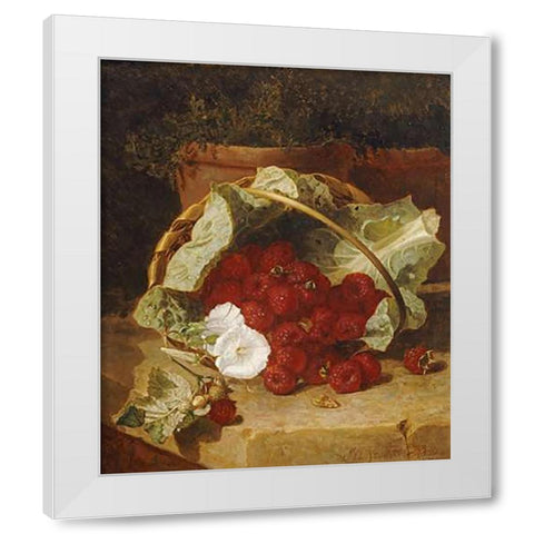 Raspberries White Modern Wood Framed Art Print by Stannard, Eloise Harriet
