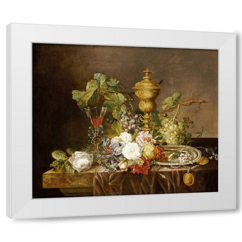 A Still Life With Roses White Modern Wood Framed Art Print by Stannard, Emily