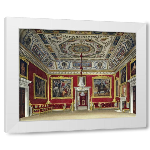 Drawing Room, Buckingham House White Modern Wood Framed Art Print by Stephanoff, I.