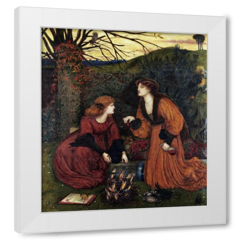 Pharmakeutria - Brewing The Love Philtre White Modern Wood Framed Art Print by Stillman, Marie Spartali