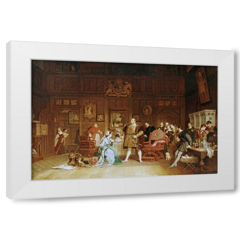 Henry VIII and Anne Boleyn Observed By Queen Katherine White Modern Wood Framed Art Print by Stone, Marcus