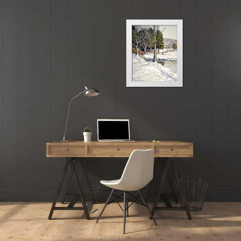 The Old Stone Wall White Modern Wood Framed Art Print by Symons, George Gardiner