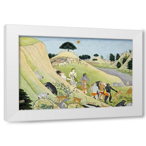 Illustration To The Ramayana White Modern Wood Framed Art Print by Tehri-Garwhal