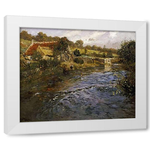 La Passerelle White Modern Wood Framed Art Print by Thaulow, Fritz