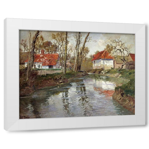 The Dairy at Quimperle White Modern Wood Framed Art Print by Thaulow, Fritz