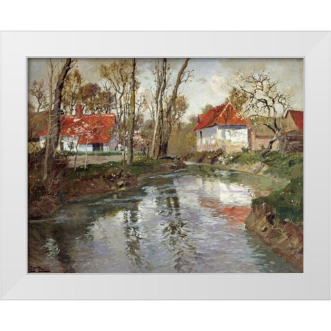 The Dairy at Quimperle White Modern Wood Framed Art Print by Thaulow, Fritz