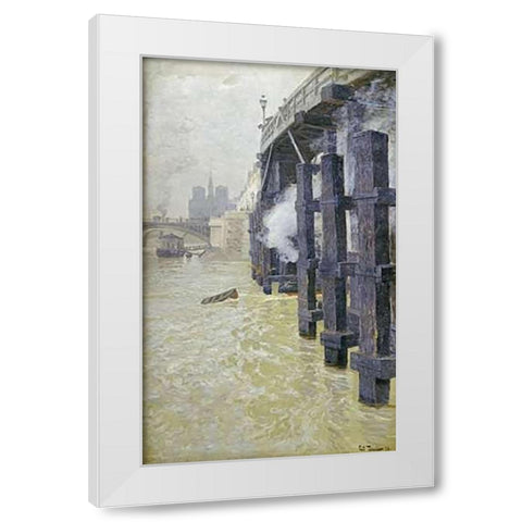 The Seine In December White Modern Wood Framed Art Print by Thaulow, Fritz