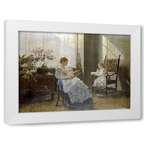 Mrs Leopoldine Masarai White Modern Wood Framed Art Print by Tichy, Hans