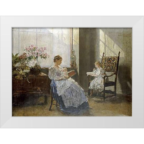 Mrs Leopoldine Masarai White Modern Wood Framed Art Print by Tichy, Hans