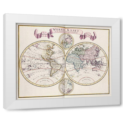 Nieue Hand-Atlas White Modern Wood Framed Art Print by Tirion, Isaak