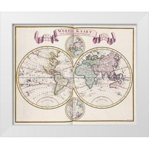 Nieue Hand-Atlas White Modern Wood Framed Art Print by Tirion, Isaak