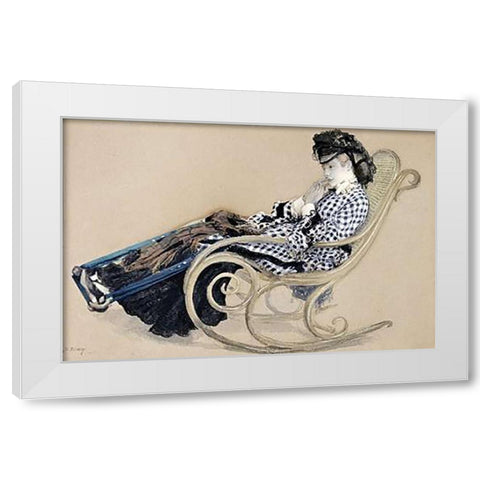 Study For The Last Evening White Modern Wood Framed Art Print by Tissot, James Jacques