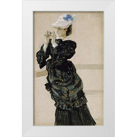 The Captains Daughter White Modern Wood Framed Art Print by Tissot, James Jacques