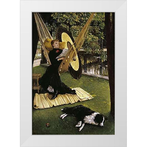 The Hammock White Modern Wood Framed Art Print by Tissot, James Jacques