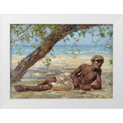 Samuel Under a Tree, Jamaica White Modern Wood Framed Art Print by Tuke, Henry Scott