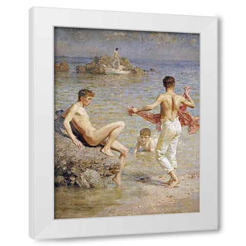 Gleaming Waters White Modern Wood Framed Art Print by Tuke, Henry Scott