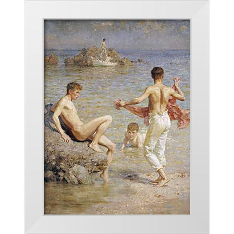 Gleaming Waters White Modern Wood Framed Art Print by Tuke, Henry Scott