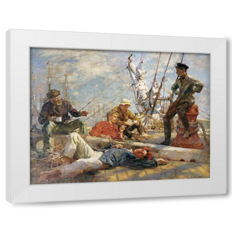 The Midday Rest White Modern Wood Framed Art Print by Tuke, Henry Scott