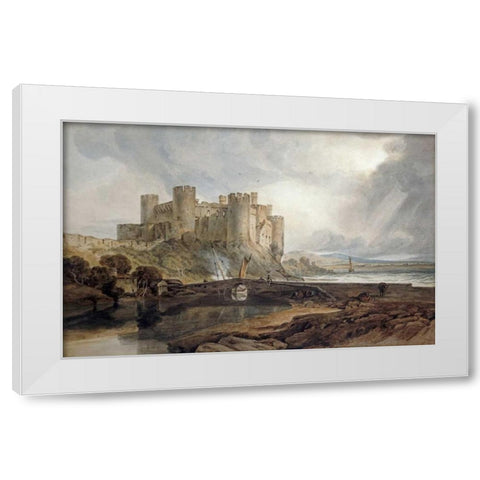 Conway Castle White Modern Wood Framed Art Print by Turner, Joseph M.W.