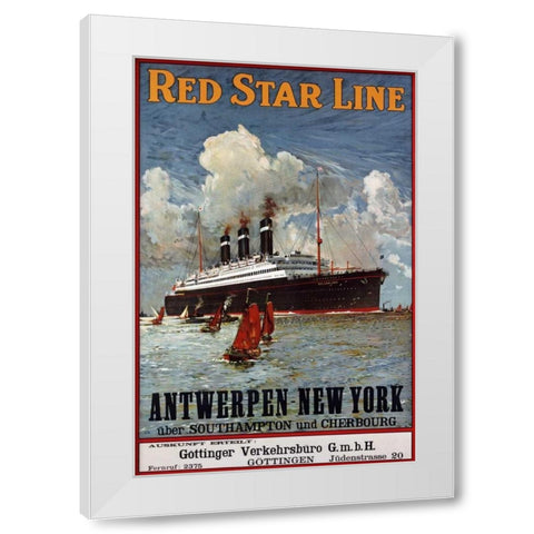 Red Star Line, Antwerpen-New York White Modern Wood Framed Art Print by Unknown