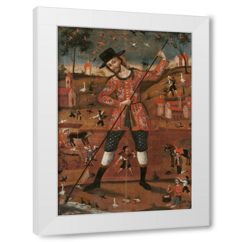 San Isidro Labrador White Modern Wood Framed Art Print by Unknown