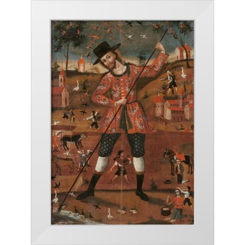 San Isidro Labrador White Modern Wood Framed Art Print by Unknown