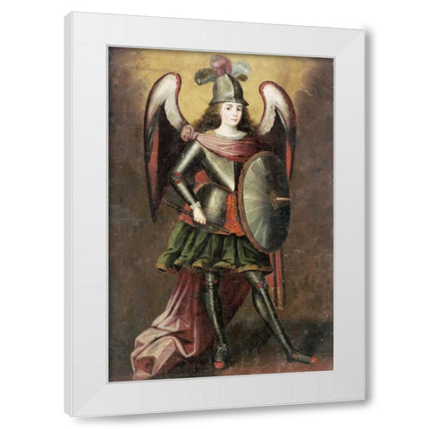 Archangel Michael White Modern Wood Framed Art Print by Unknown
