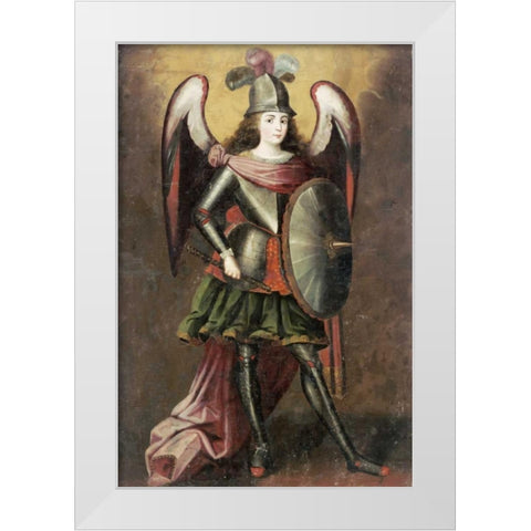 Archangel Michael White Modern Wood Framed Art Print by Unknown