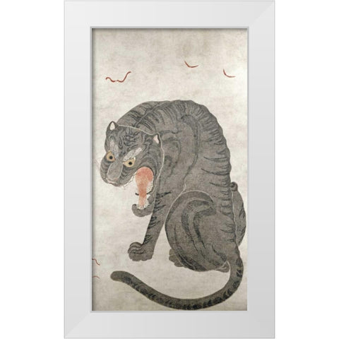 Tiger and Bats White Modern Wood Framed Art Print by Unknown