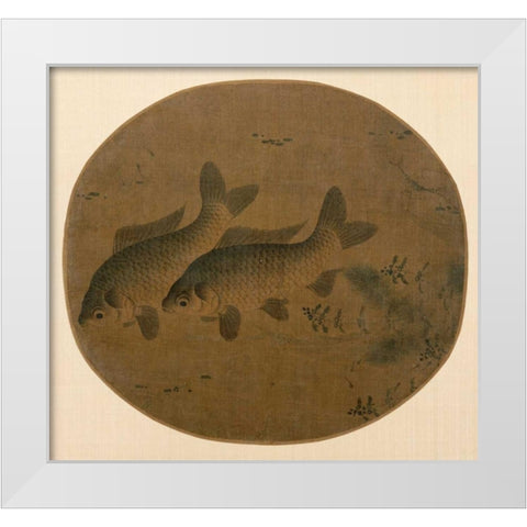 Pair of Fish White Modern Wood Framed Art Print by Unknown