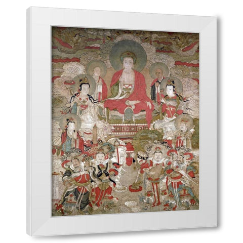 Buddhas White Modern Wood Framed Art Print by Unknown
