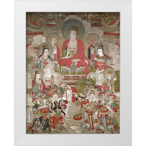 Buddhas White Modern Wood Framed Art Print by Unknown