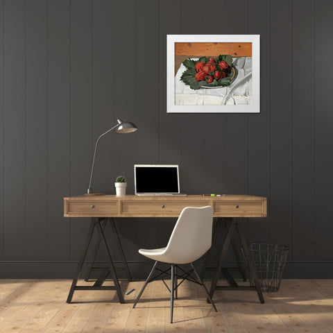 Still Life With Strawberries White Modern Wood Framed Art Print by Vallotton, Felix
