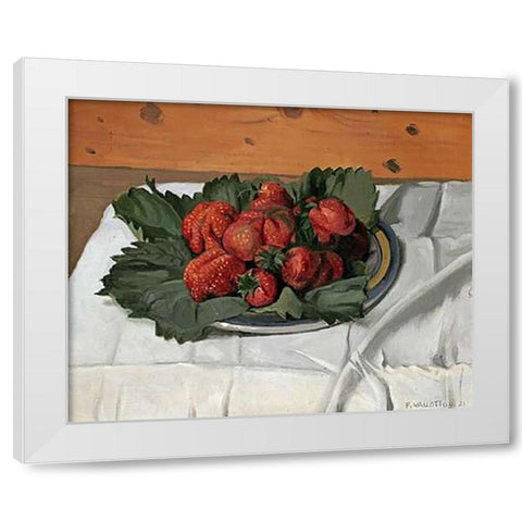 Still Life With Strawberries White Modern Wood Framed Art Print by Vallotton, Felix