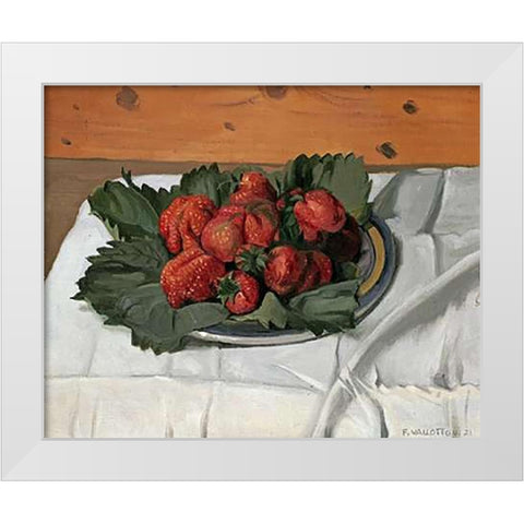 Still Life With Strawberries White Modern Wood Framed Art Print by Vallotton, Felix