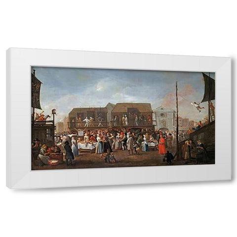 Bartholomew Fair White Modern Wood Framed Art Print by Heemskerk, Egbert Van